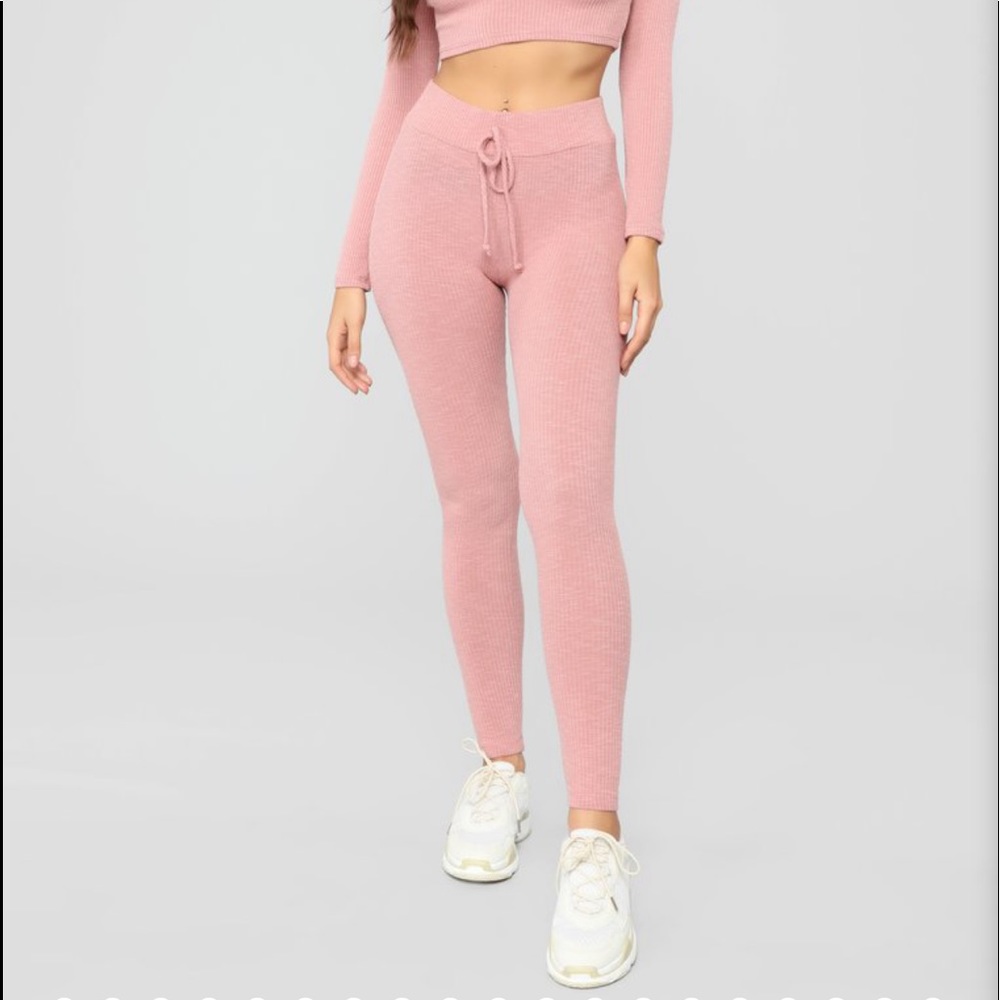 Fashion Nova Wanderlust Ribbed Legging-Rose